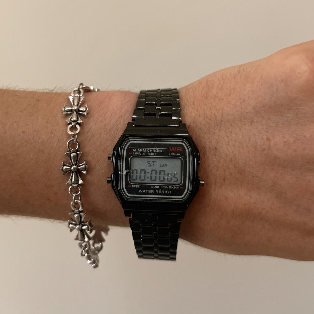 Casio Digital Watch Black Silver Accents Unisex Retro Y2K Quartz New